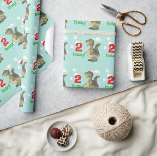 Age 2 Dinosaur Birthday - 2nd Birthday Dino Wrapping Paper