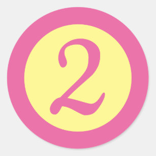 Age 2 Number Customizable Pink Text on Yellow Classic Round Sticker