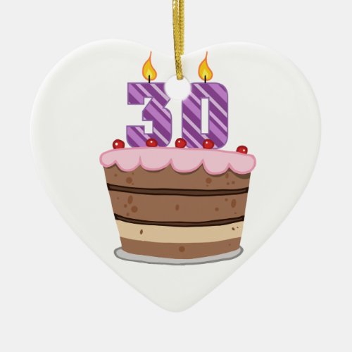 Age 30 on Birthday Cake Ceramic Ornament