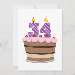 Age 34 on Birthday Cake Card