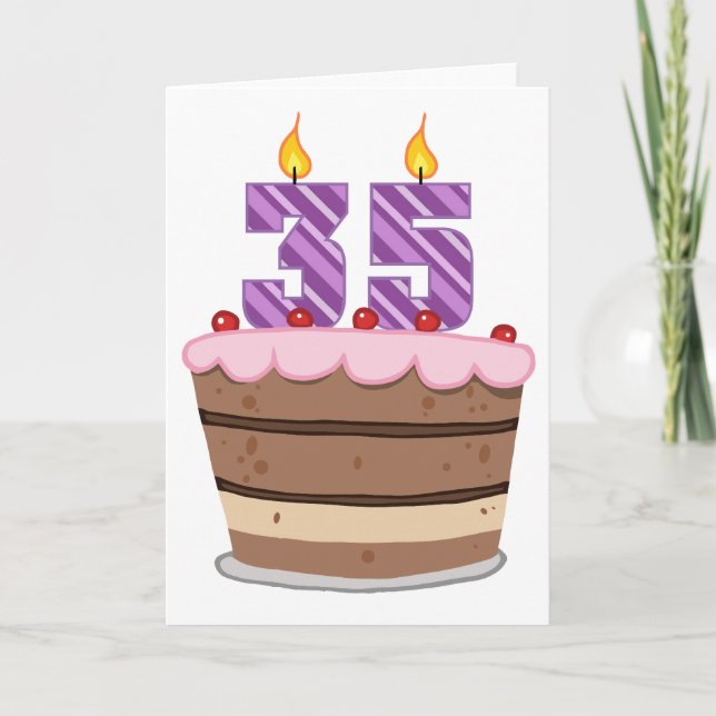 Age 35 on Birthday Cake Card (Front)