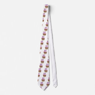 Age 37 on Birthday Cake Neck Tie