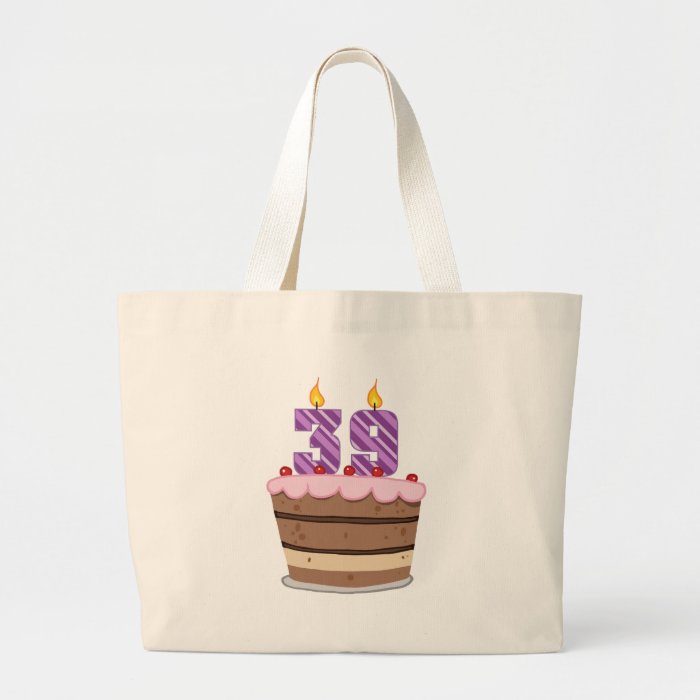 Age 39 on Birthday Cake Canvas Bag