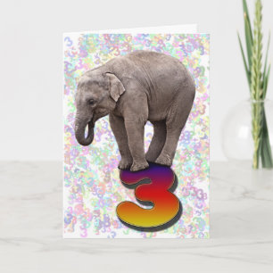 Age 3, a happy elephants birthday card