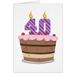 Age 40 on Birthday Cake Cards