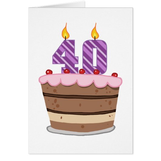 Age 40 on Birthday Cake Cards (Front)