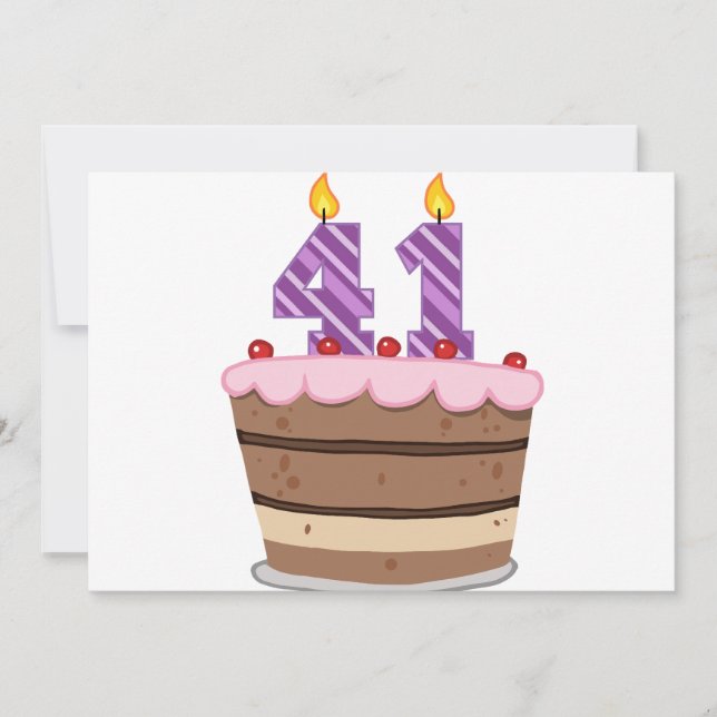 Age 41 on Birthday Cake Card (Front)