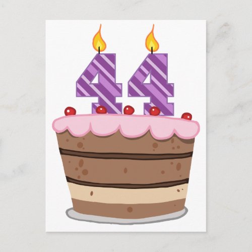 Age 44 on Birthday Cake Postcard