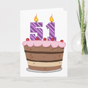 Age 51 on Birthday Cake Card