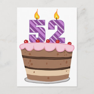 Age 52 on Birthday Cake Postcard