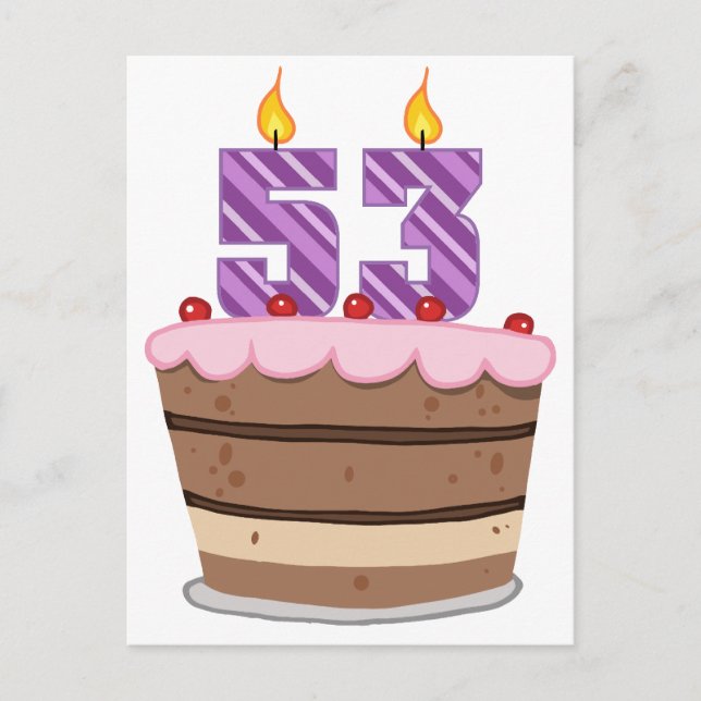 Age 53 on Birthday Cake Postcard (Front)