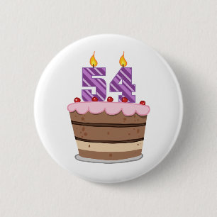 Age 54 on Birthday Cake Button