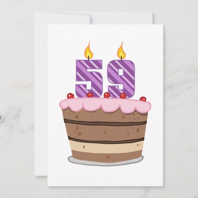Age 59 on Birthday Cake Card (Front)