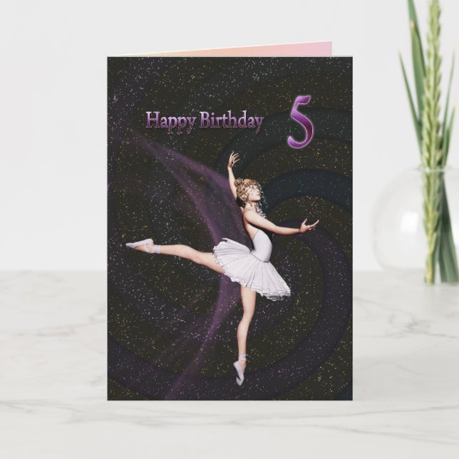 Age 5, a ballerina birthday card (Front)