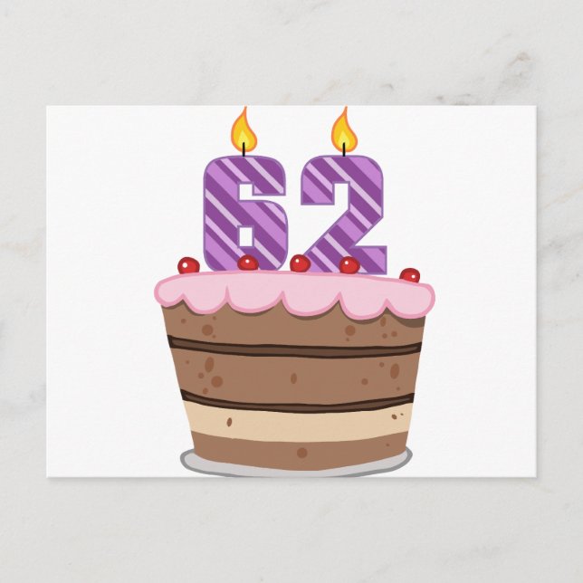 Age 62 on Birthday Cake Postcard (Front)