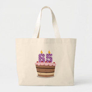 Age 65 on Birthday Cake Large Tote Bag