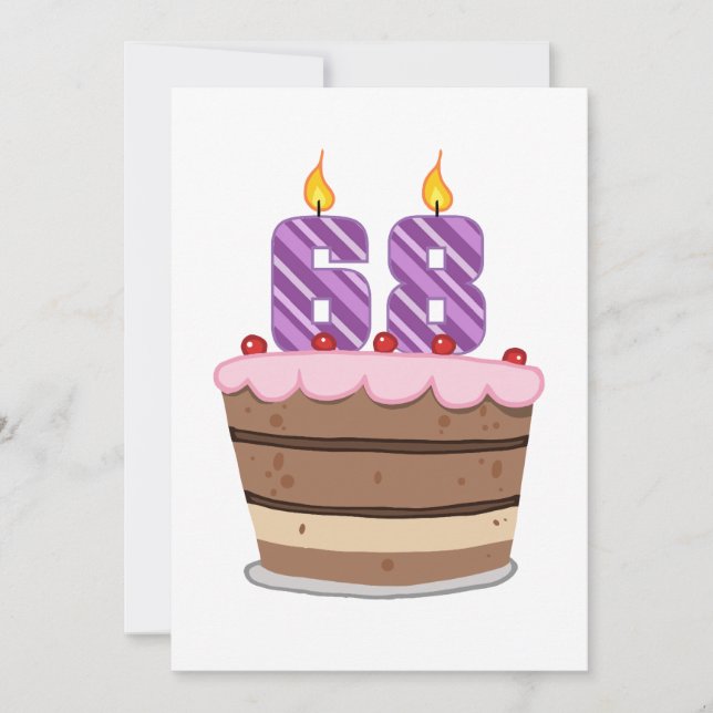 Age 68 on Birthday Cake Card (Front)