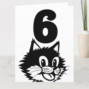 AGE 6 BIRTHDAY CAT CARD
