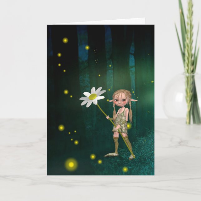 AGE 6 FIREFLIES & ELF GIRL  BIRTHDAY CARDS (Front)