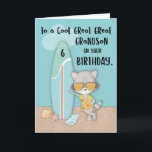 Age 6 Great Great Grandson Birthday Beach Raccoon Card<br><div class="desc">See the cute and cool raccoon on the cover of this card. Like your dear great great grandson, he too loves enjoying the beach and the waves. He is here to join you in greeting your great great grandson a happy 6th birthday. Order you copy of this now to give...</div>