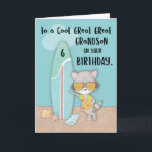 Age 6 Great Great Grandson Birthday Beach Raccoon Card<br><div class="desc">See the cute and cool raccoon on the cover of this card. Like your dear great great grandson, he too loves enjoying the beach and the waves. He is here to join you in greeting your great great grandson a happy 6th birthday. Order you copy of this now to give...</div>