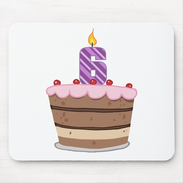 Age 6 on Birthday Cake Mouse Pad (Front)
