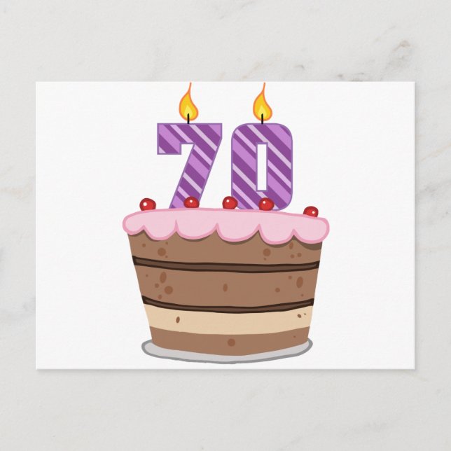 Age 70 on Birthday Cake Postcard (Front)