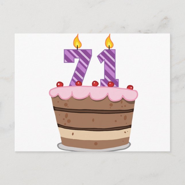 Age 71 on Birthday Cake Postcard (Front)