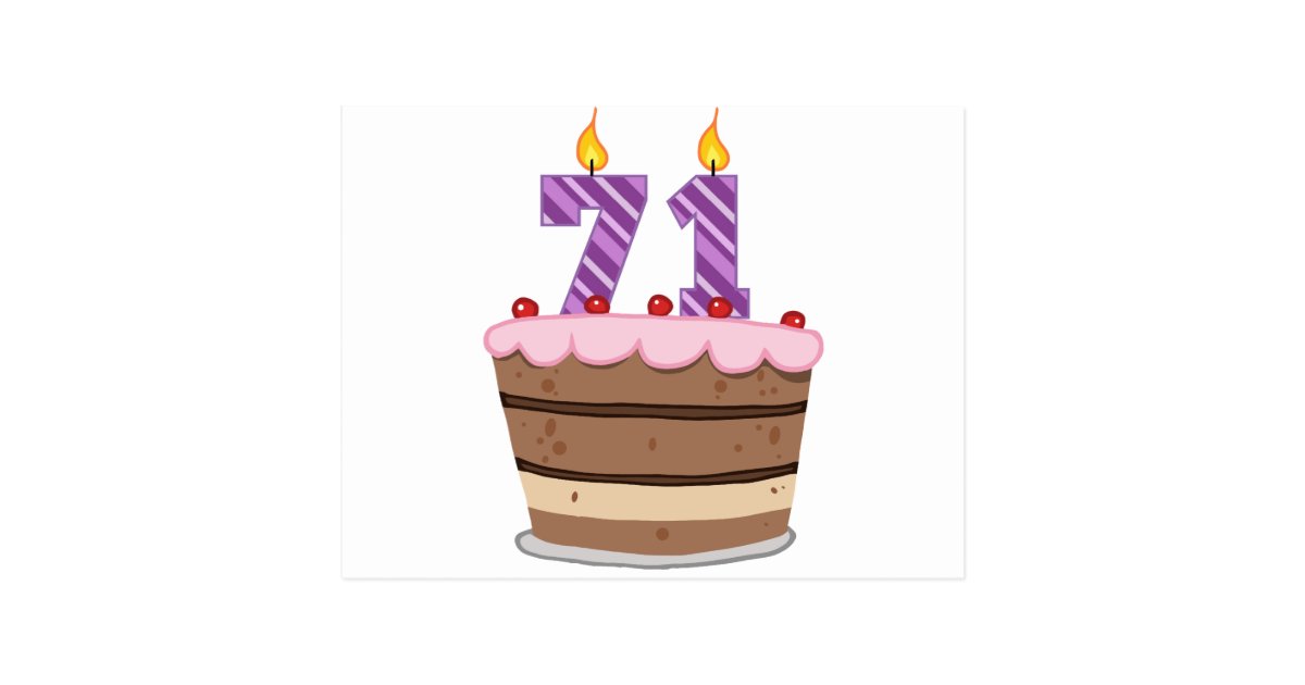 age-71-on-birthday-cake-postcard-zazzle