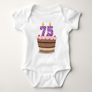 Age 75 on Birthday Cake Baby Bodysuit