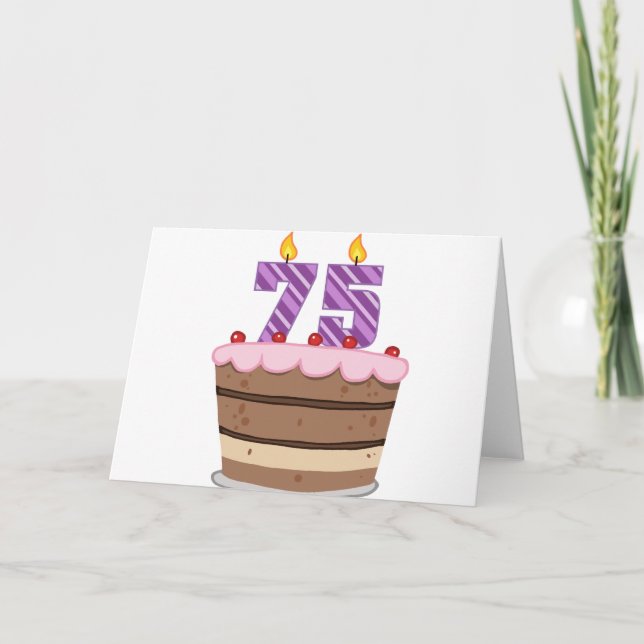 Age 75 on  Birthday Cake Card (Front)