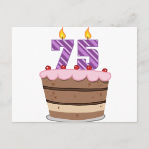 Age 75 on Birthday Cake Postcard
