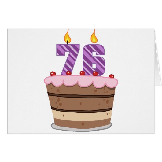 Age 76 on Birthday Cake Cards (Front Horizontal)
