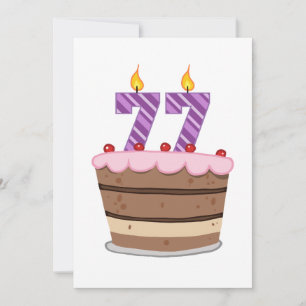 Age 77 on Birthday Cake Card