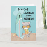 Age 7 Grandson Birthday Beach Funny Cool Raccoon  Card<br><div class="desc">When he celebrates his upcoming 7th birthday,  you can surprise your beach loving grandson with this cute and fun card that features a cute and cool raccoon with a surfboard beside him. This card shares a simple but funny message for him.</div>
