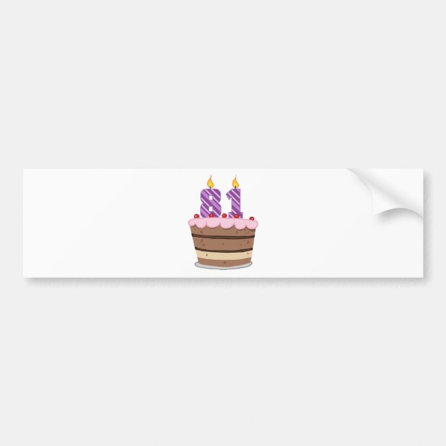 Age 81 on Birthday Cake Bumper Sticker (Front)