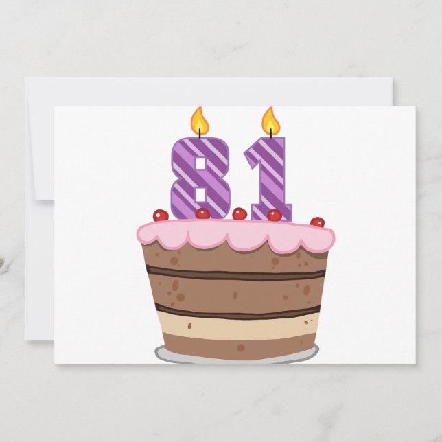 Age 81 on Birthday Cake Card (Front)