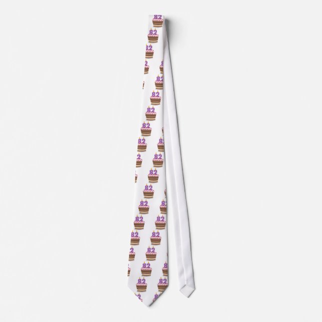 Age 82 on Birthday Cake Neck Tie (Front)