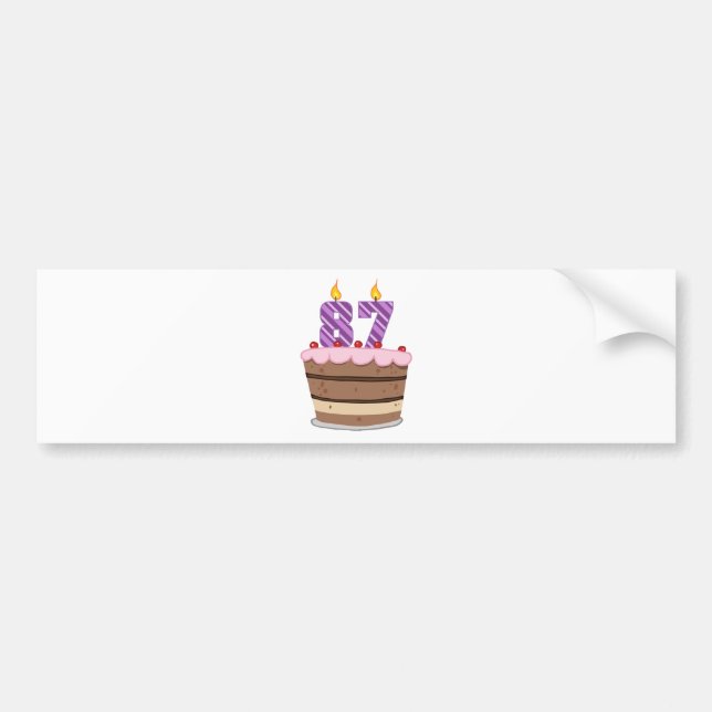 Age 87 on Birthday Cake Bumper Sticker (Front)