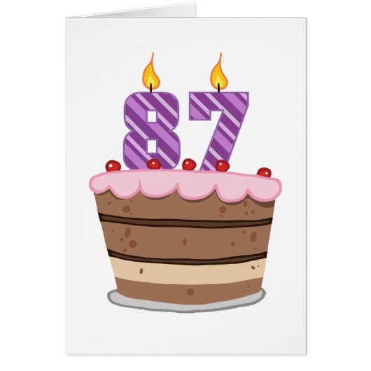 Age 87 on Birthday Cake Cards (Front)