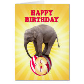Age 8, a happy elephants birthday card (Front)
