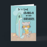 Age 8 Grandson Birthday Beach Funny Cool Raccoon  Card<br><div class="desc">Celebrate your cute grandson’s 8th birthday with this cool raccoon card with a summer theme. This card is just right for the season and is fun to give to tease him to go out and enjoy the sun,  sea,  sand and especially the water.</div>