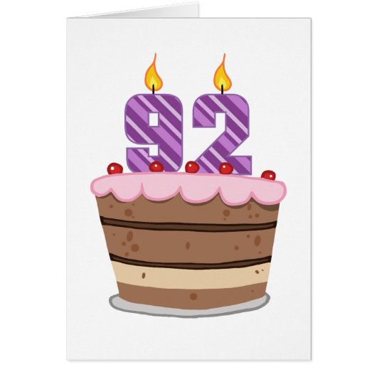 Age 92 on Birthday Cake Cards (Front)