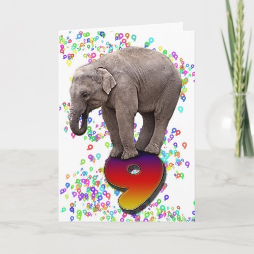 Age 9 a happy elephants birthday card