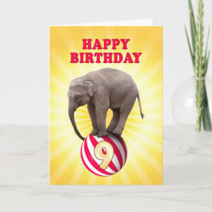 Age 9, a happy elephants birthday card