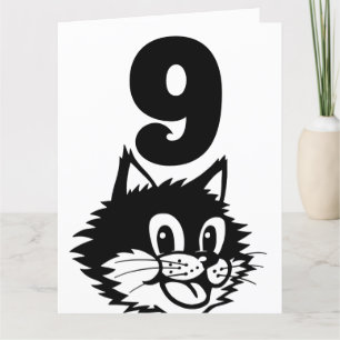 AGE 9 BIRTHDAY CAT CARD