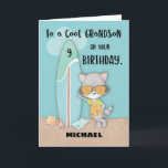 Age 9 Grandson Birthday Beach Funny Cool Raccoon  Card<br><div class="desc">Soon,  your grandson’s 9th birthday celebration will be happening. To join in the celebration,  it is a must that you have this card to gift him with. The personalization option on the cover of this makes this card more special. Secure a copy of this card today.</div>