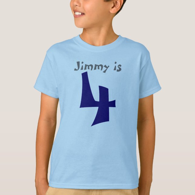 Age and Name  Customizable 4th Birthday Tshirt (Front)
