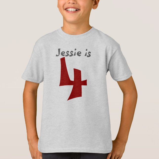Age and Name  Customizable 4th Birthday Tshirt (Front)