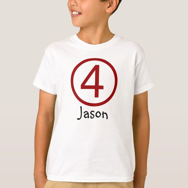 Age and Name  Customizable 4th Birthday Tshirt (Front)